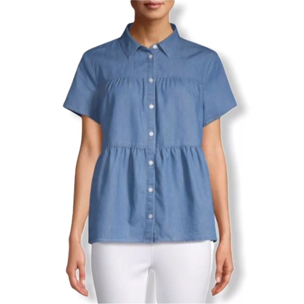 Time & Tru Denim Peplum Top